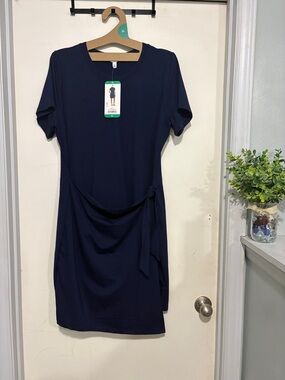 Elegant navy wrap t shirt mini dress